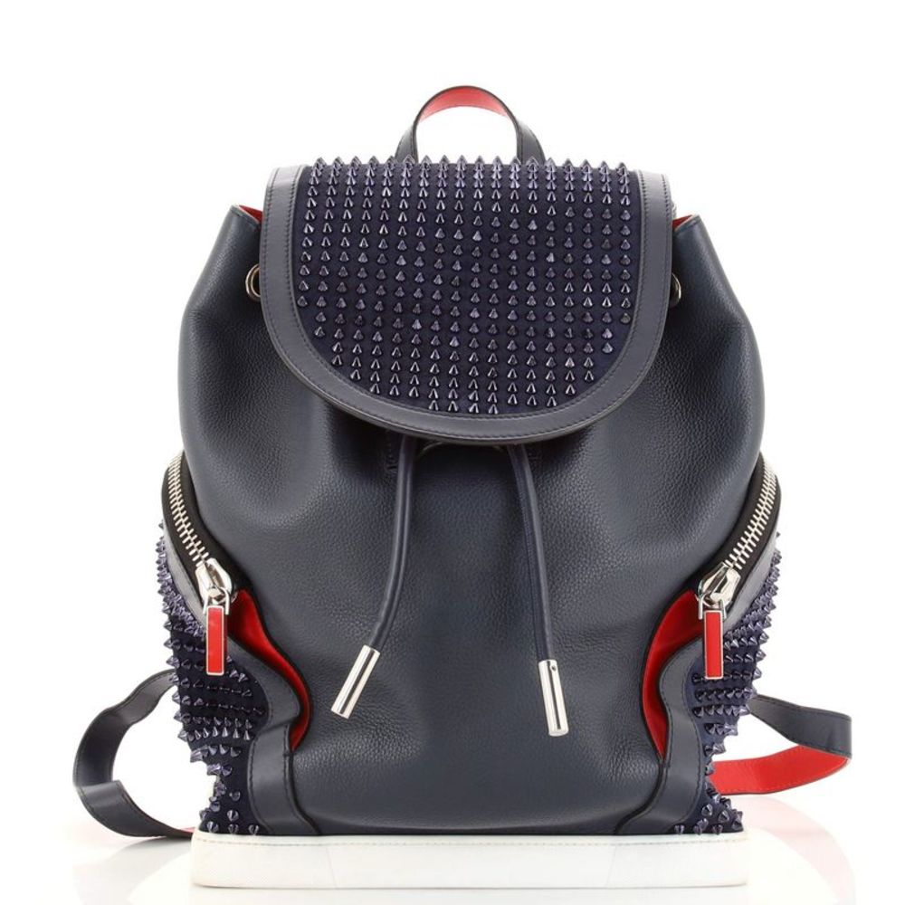 Christian Louboutin Explorafunk Backpack Spiked Leather Blue